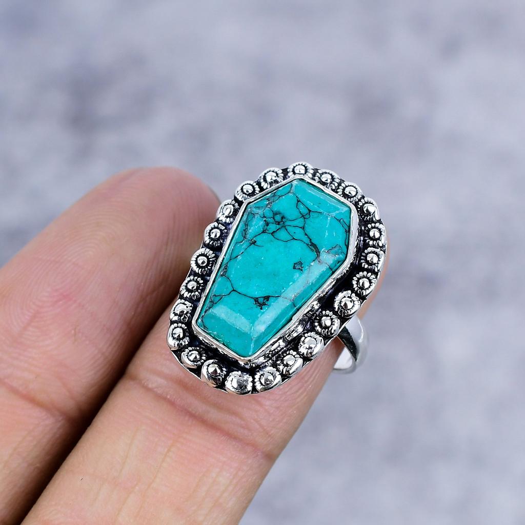 Santa Rosa Turquoise Gemstone 925 Sterling Silver Jewelry Ring Size 8 M-2603