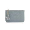 Women First Layer Cowhide Leather Short Coin Purse with Zipper and Ring Key - Mini Thin and Snake
