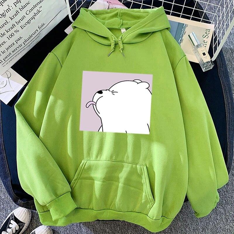 Langue collant ours drôle surdimensionné sweat Kawaii dessins animés sweats à capuche gris haut vêtements à capuche hiver femmes sweats à capuche à manches longues unisexe