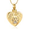 Heart Paw Print Urn Necklace for Ashes for Dog Cremation Jewelry Angel Wing Heart Urn Locket Pendant for Dog/Cat