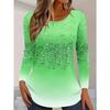 Spring and Autumn Round Neck 3D Gradient Printed Top Fashionable Casual Elegant Long Sleeved Women's T-shirts