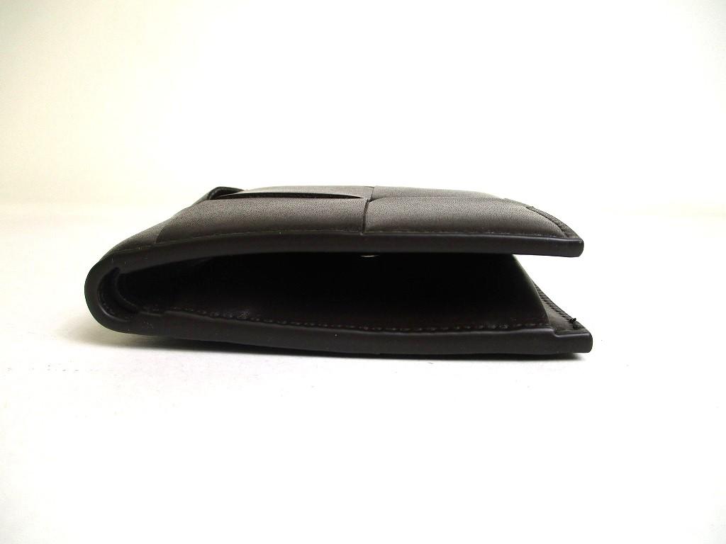 Authentic BOTTEGA VENETA Dark Brown Leather Cassette Bi-Fold Wallet #a314  Refurbished