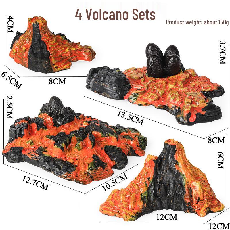 Kids Volcano Model with Dinosaurs & Animal Scene – Sandbox, Fish Tank, or Desk Decoration