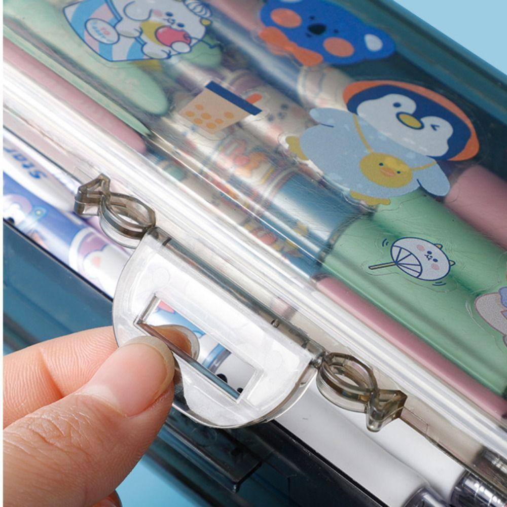 Plastic Stationery Storage Box Space-Saving Sketch Pen Bag Transparent Pencil Case  Student