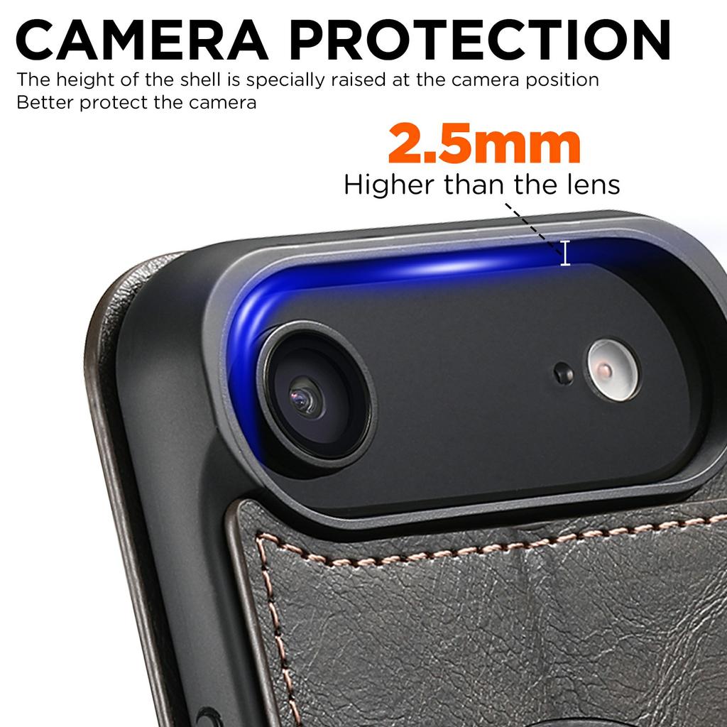 SUTENI J05 For iPhone 17 Air Case Compatible with MagSafe Textured PU Leather Flip Phone Cover