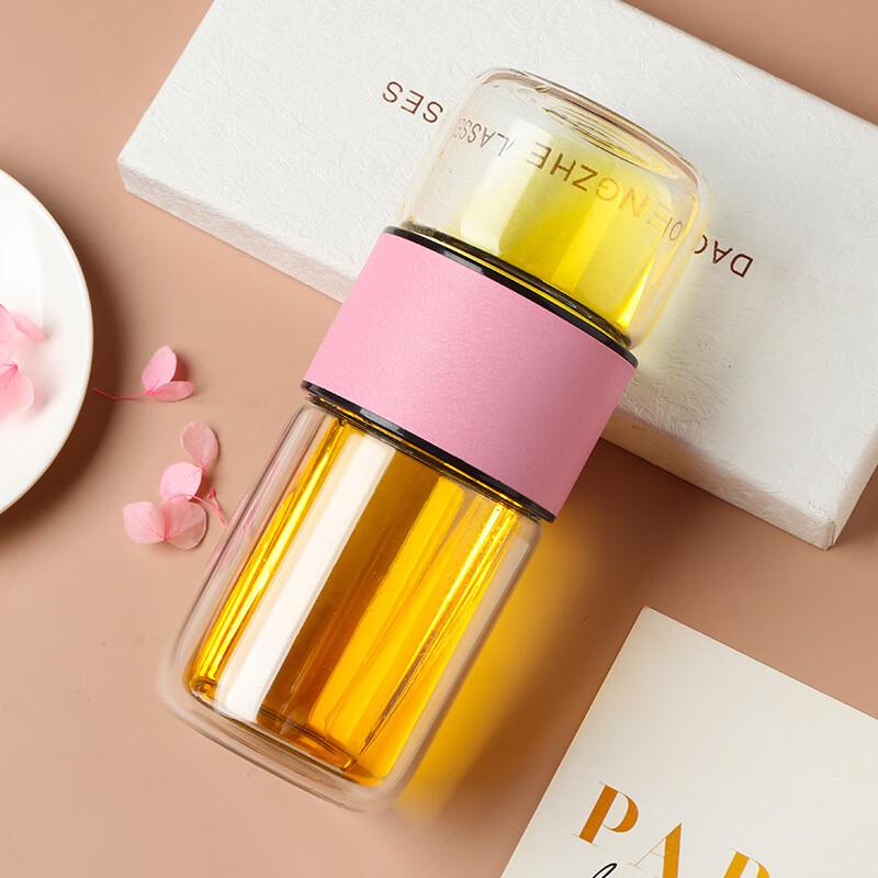 FAWLES Double Wall Glass Tea Infuser Bottle