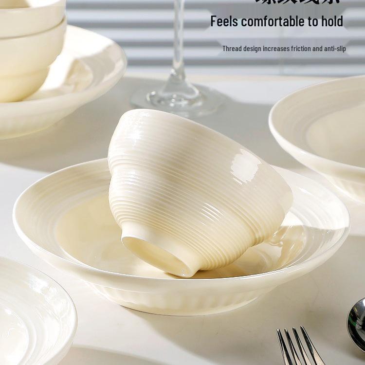 2025 Stylish 10-Piece Ceramic Underglaze Bowl Set - Elegant, High-Quality Tableware for Home Use