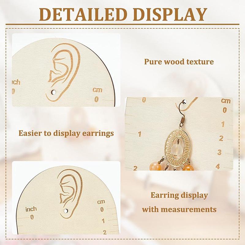 Earring Measurement Display Stand Wood Ear Stud Stand Earring Organizer Frame With Measurement Arch-Shaped Earring Holder
