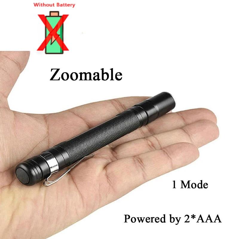 Mini LED Flashlight XPE Portable Zoom Pen Light Waterproof Torch Camping Emergency Outdoor Walking Lantern Keychain Flashlight
