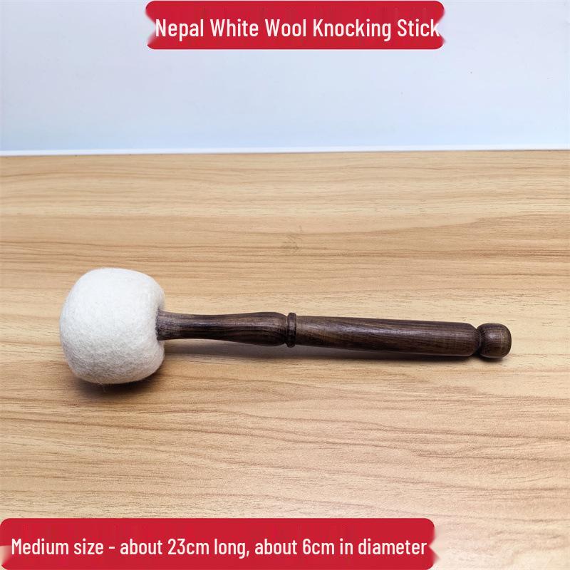 Nyingchi Tibetan Singing Bowl Set: Handmade Wooden Mallet with Leather Wrap for Sound Bowls.