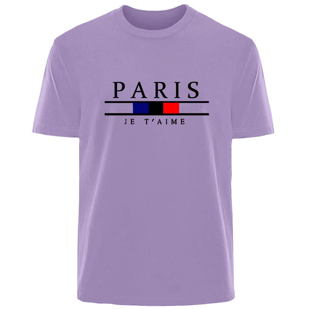 

Летняя мужская футболка Harajuku High Street Paris из 100% хлопка, дышащая, впитывающая пот, повседневная модная футболка, уличная мужская одежда