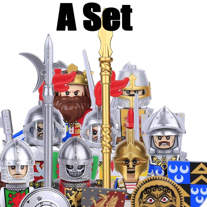 Medieval Military Europe King Soldier Figures Building Blocks Castle Lion Knight Sword Infantry Weapon Warrior Bricks Toys Gifts
