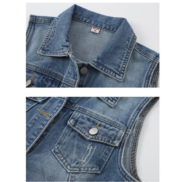 Frühling zerrissene Jeansweste Frauen kurze ärmellose Weste Weste Jacke Weste Plus Größe Top