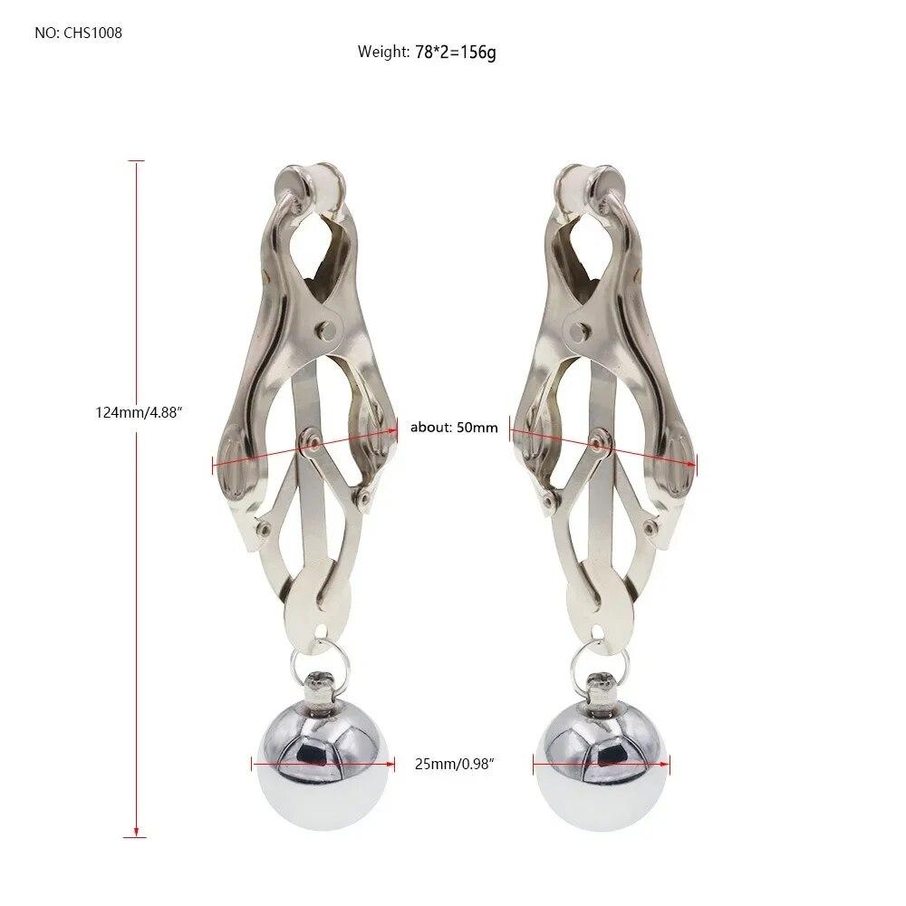 Metal Nipple Clamps Clips with Chain Clitoris Stimulator Steel Nipple Breast Clamps Slave Bondage Flirting Women Toy