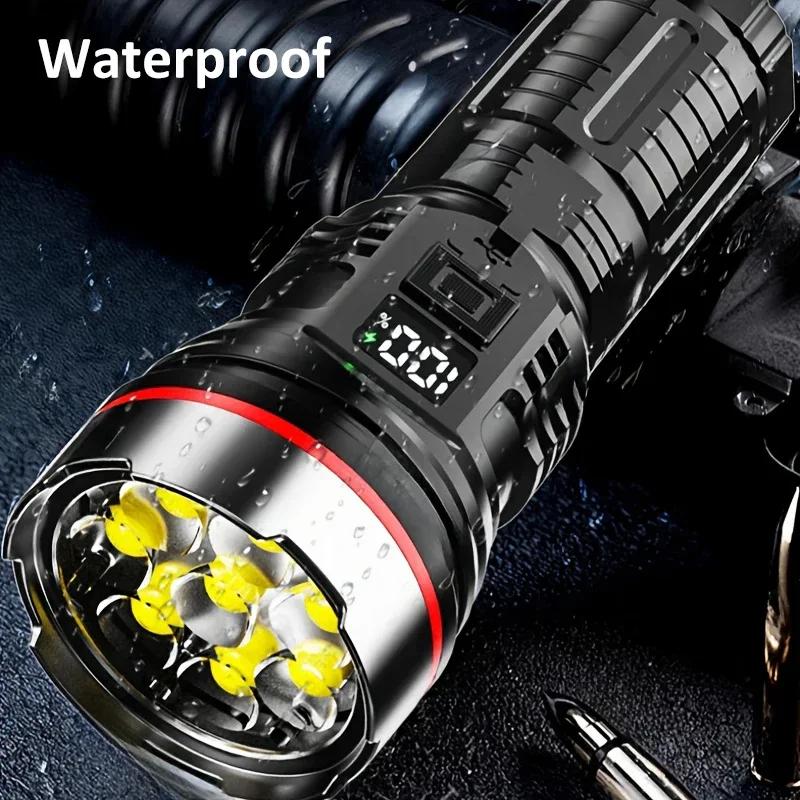 High Power 8-LED Flashlight Ultra-bright Long-range USB Rechargeable Flashlights with 3 Lighting Modes Emergency Torch