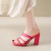 2025 New Summer Fashionable Sexy Coarse Heel Sandals Elegant Charming Banquet Party High Heels Slippers Trend All-match