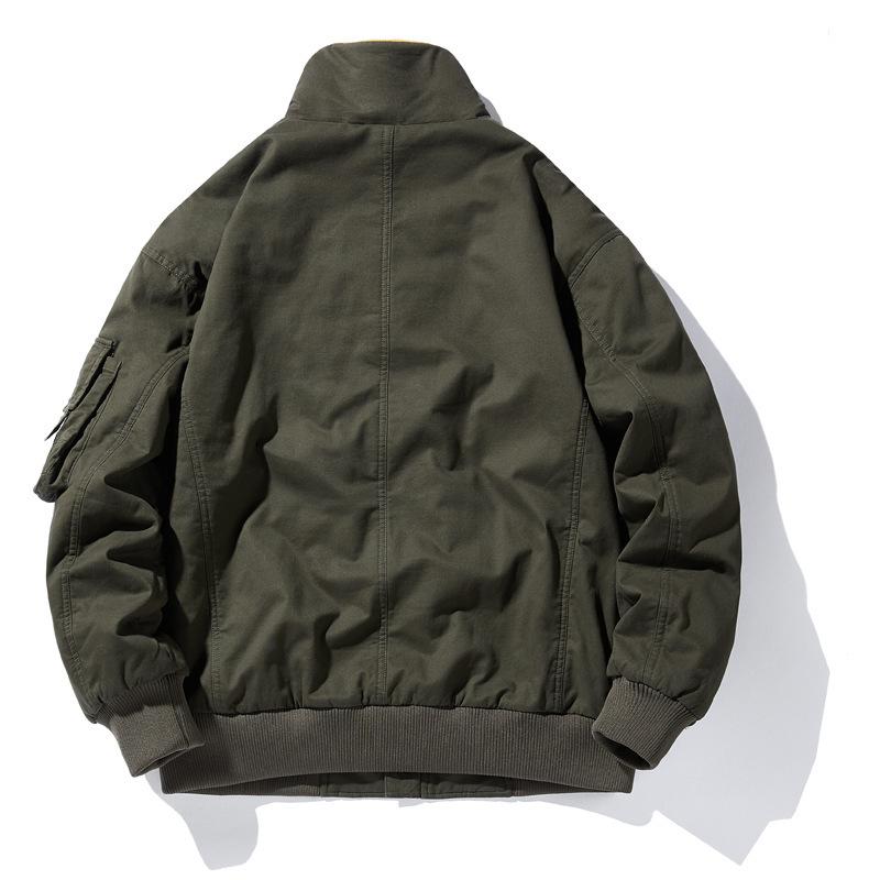 Cotton Coat, Washed, Velvet, Thickened, Loose, Large Size, Off-shoulder Cotton Jacket with Inner Lining, Warm Cotton Coat for Men