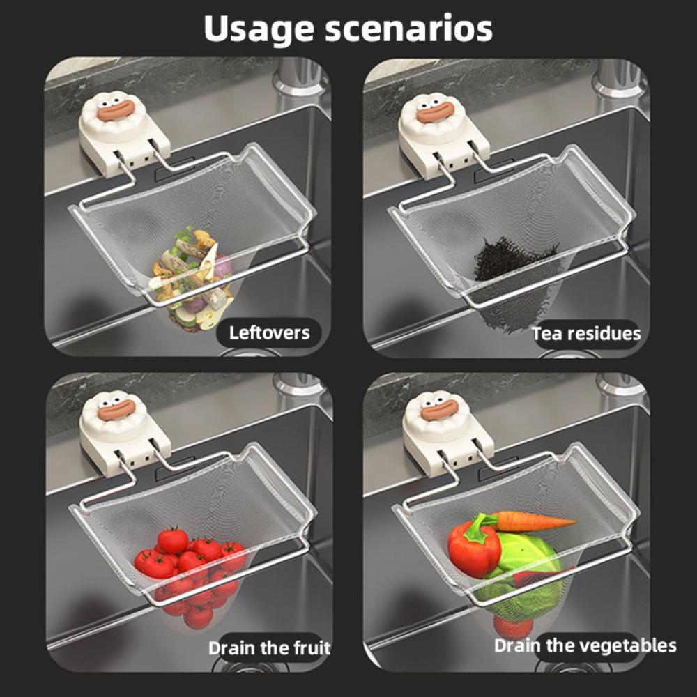 Kitchen Sink Suction Cup Filter Rack with 50 Extra Filters, Food Waste and Residue Strainer