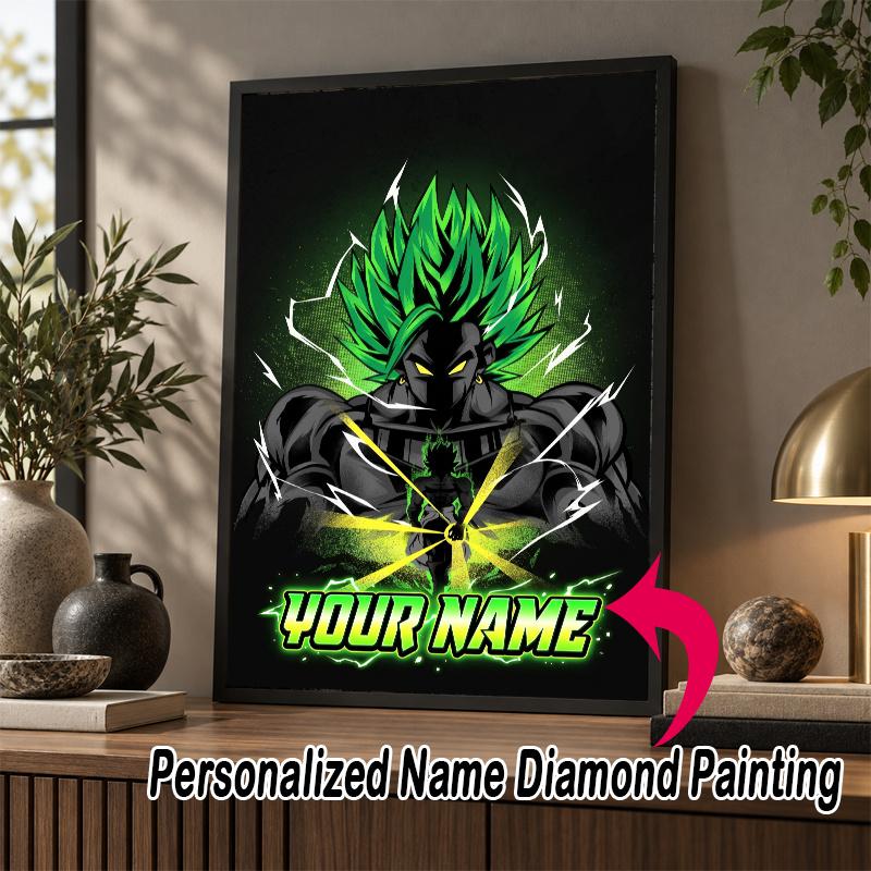 Personalized Broly Diamond Art Custom Name 5D Diamond Painting Full Drill DIY Craft