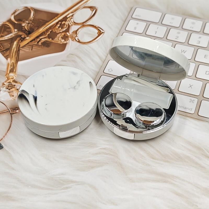 Miling Round Marble Contact Lens Case