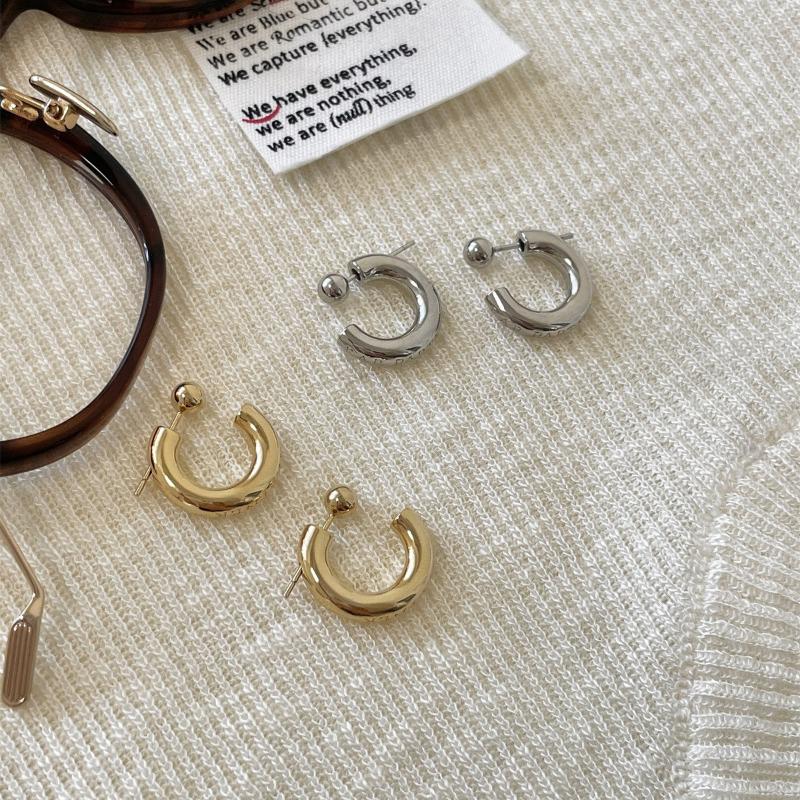 Vintage Half Round Hoop Earrings For Women New Trendy Metal C- Shaped Geometric Earrings Casual Jewelry Accessories Gifts