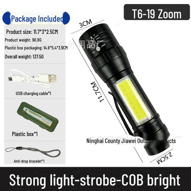 "Rechargeable Mini LED Flashlight with Strong Beam, Portable Side Light for Outdoor and Home Use"