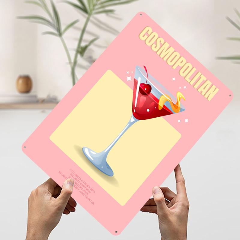 Cosmopolitan Cocktail Tin Plaque Poster Customized Wall Art Retro Vintage Metal Signs for Man Cave Decoration Home Office Decor