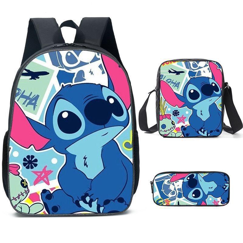 Stitch Backpack Cartoon Set With Lightweight Breathable For Students Elementary