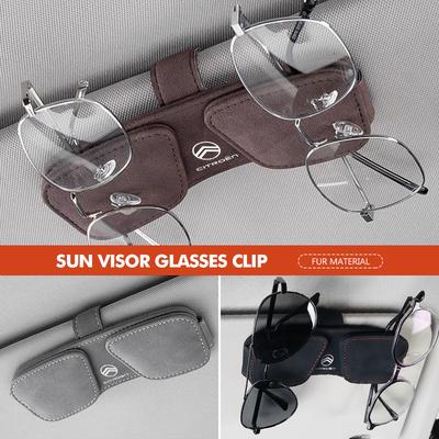 Suede Car Sun Visor Glasses Case Card Ticket Pen Buckle Clip For Grand Berlingo Jumper Celysee Xsara Picasso Aircross
