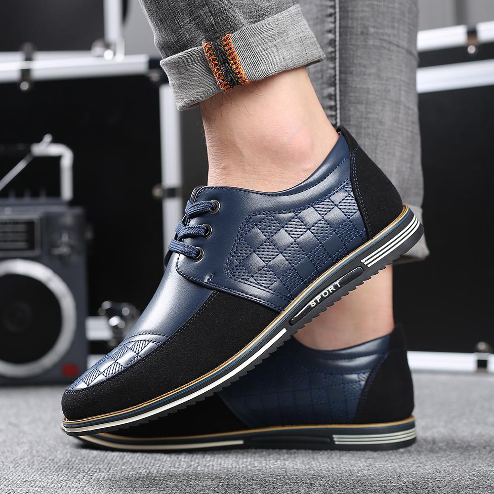 Big Size Casual Leather Shoes Men Business Breathable Men Leather Shoes Fashion Casual Men Shoes Black