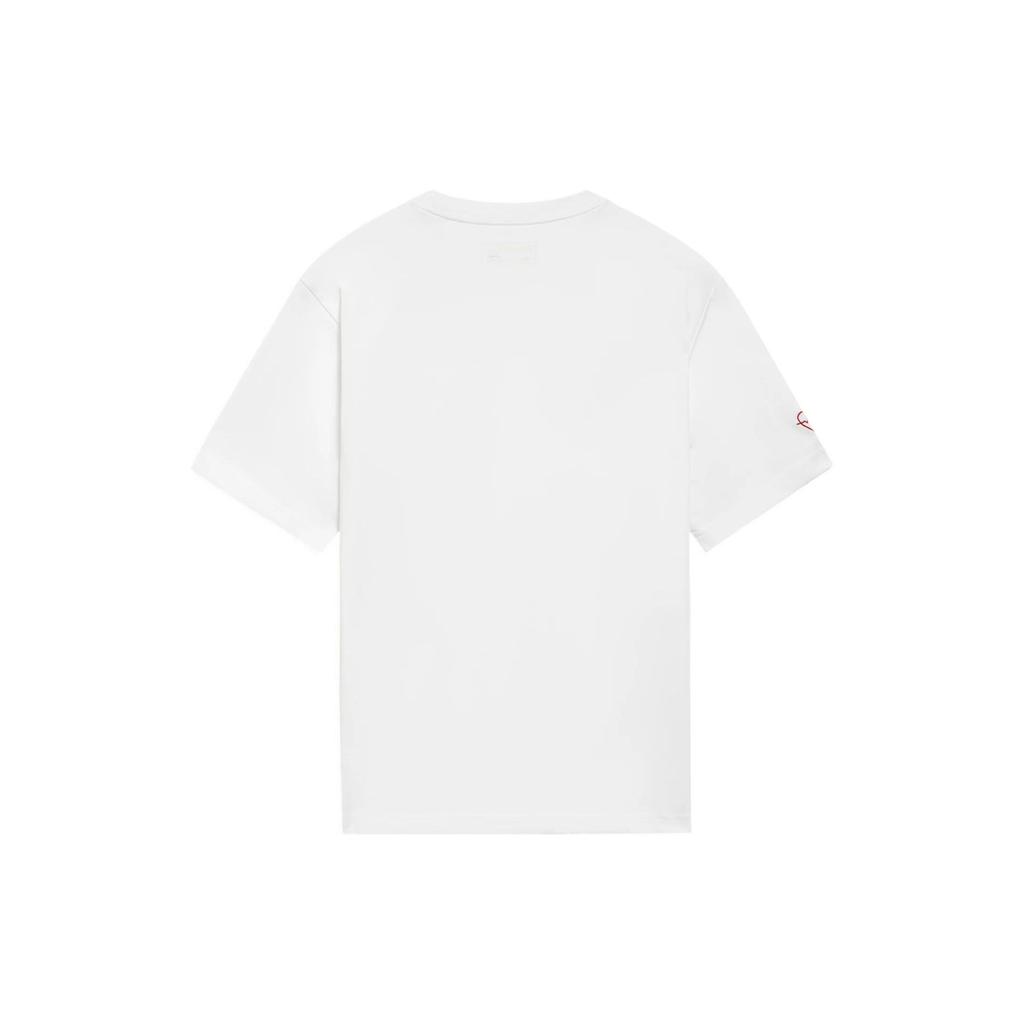 Li Ning Seria Stylu Życia Sportowego Jednolity Kolor Okrągły Dekolt Sweter Krótki Rękaw Koszulka Unisex Top Biały AHSS881-1