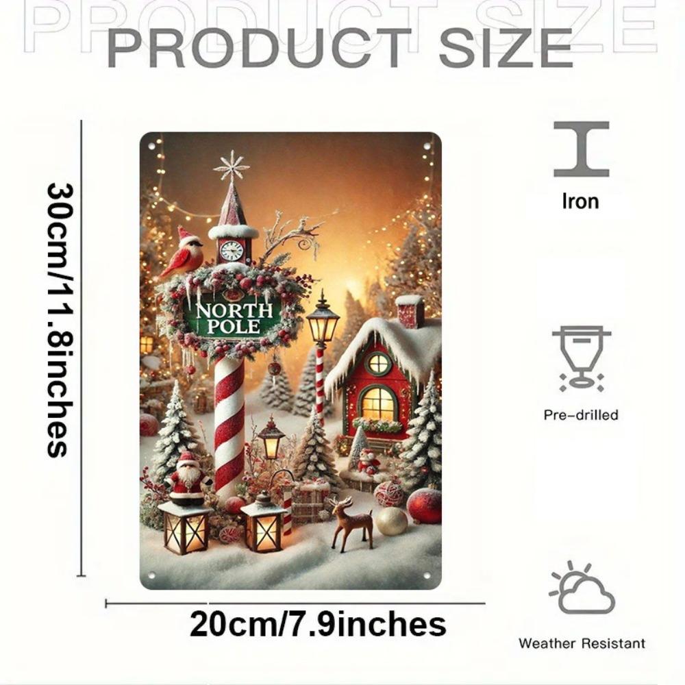 Weihnachts Metall Wanddeko 8x12in: Vintage Weihnachtswerkstatt, Nordisches Design, Langlebige Dose für Heimparty-Geschenk