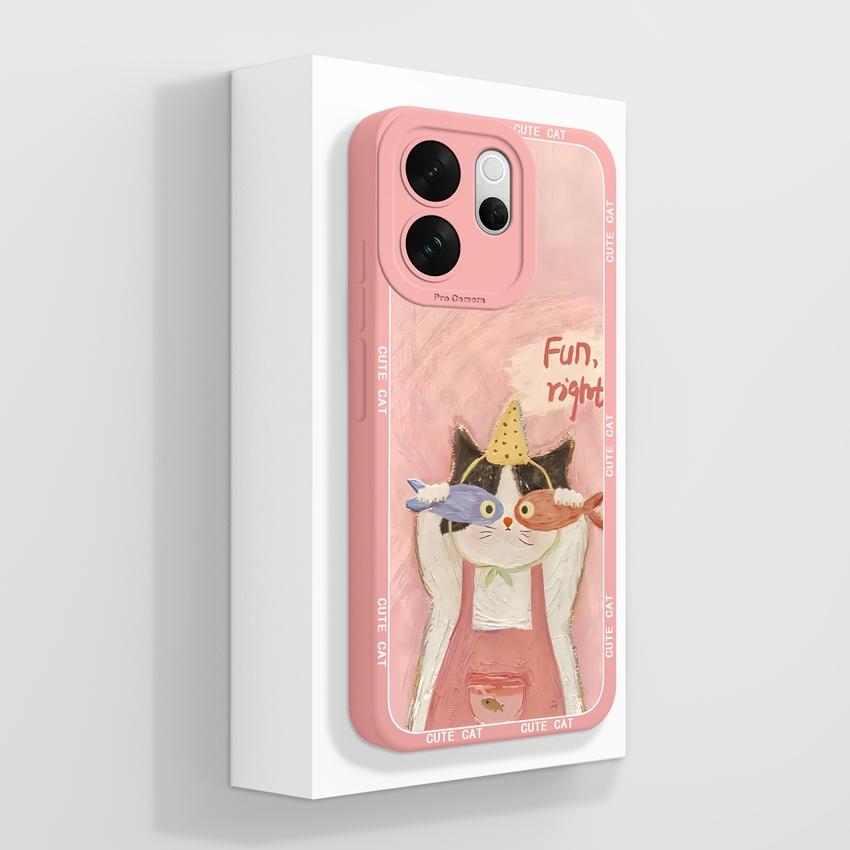 For Vivo V70 FE V60 V50 V40 Lite V30 V20 SE Phone Case Cute Cat Cartoon Camera Protection Anti Drop Housing For Vivo Soft Smooth Liquid Silicone Shell