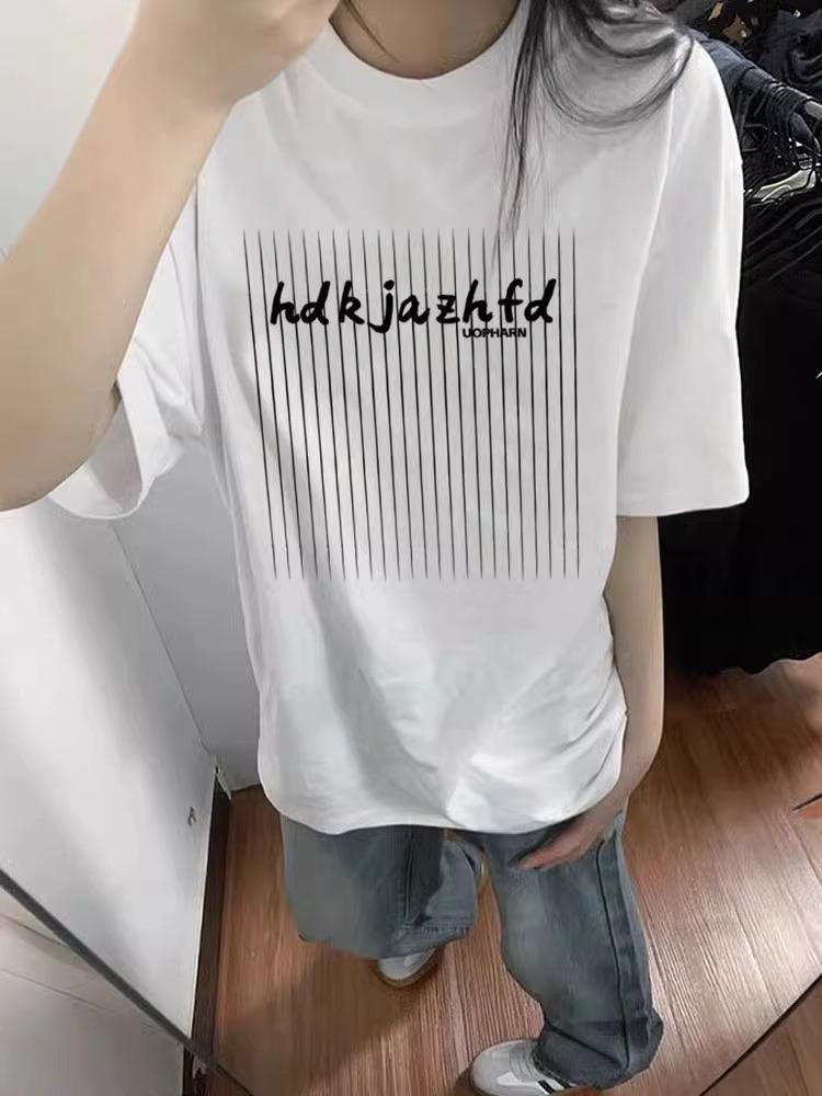 2025 New Women's American Style Loose Cotton Heavyweight Short-Sleeve T-Shirt