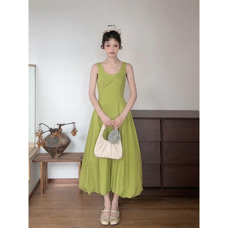 In Stock French Girl Style Sleeveless Vest Dress Women's Summer High-end Fashion Bud Long Dress Children