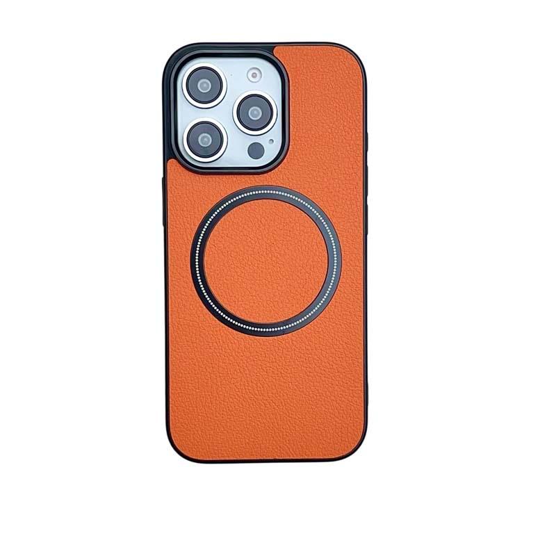 Applicable iPhone 17 mobile phone case New lychee pattern 16 Magnetic attraction 15Promax Personality simple 14 mobile phone case