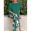 Women Summer Blouses Pants Bohemian Matching Sets Summer Tracksuit Outifits Floral Wide Leg Pants Sets Tops