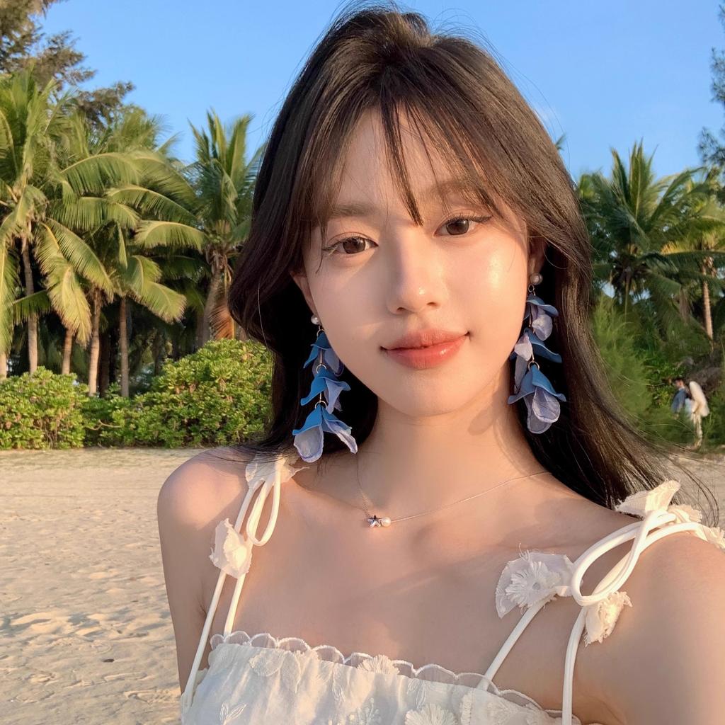 Female Vacation Style Flower Tassel Earrings