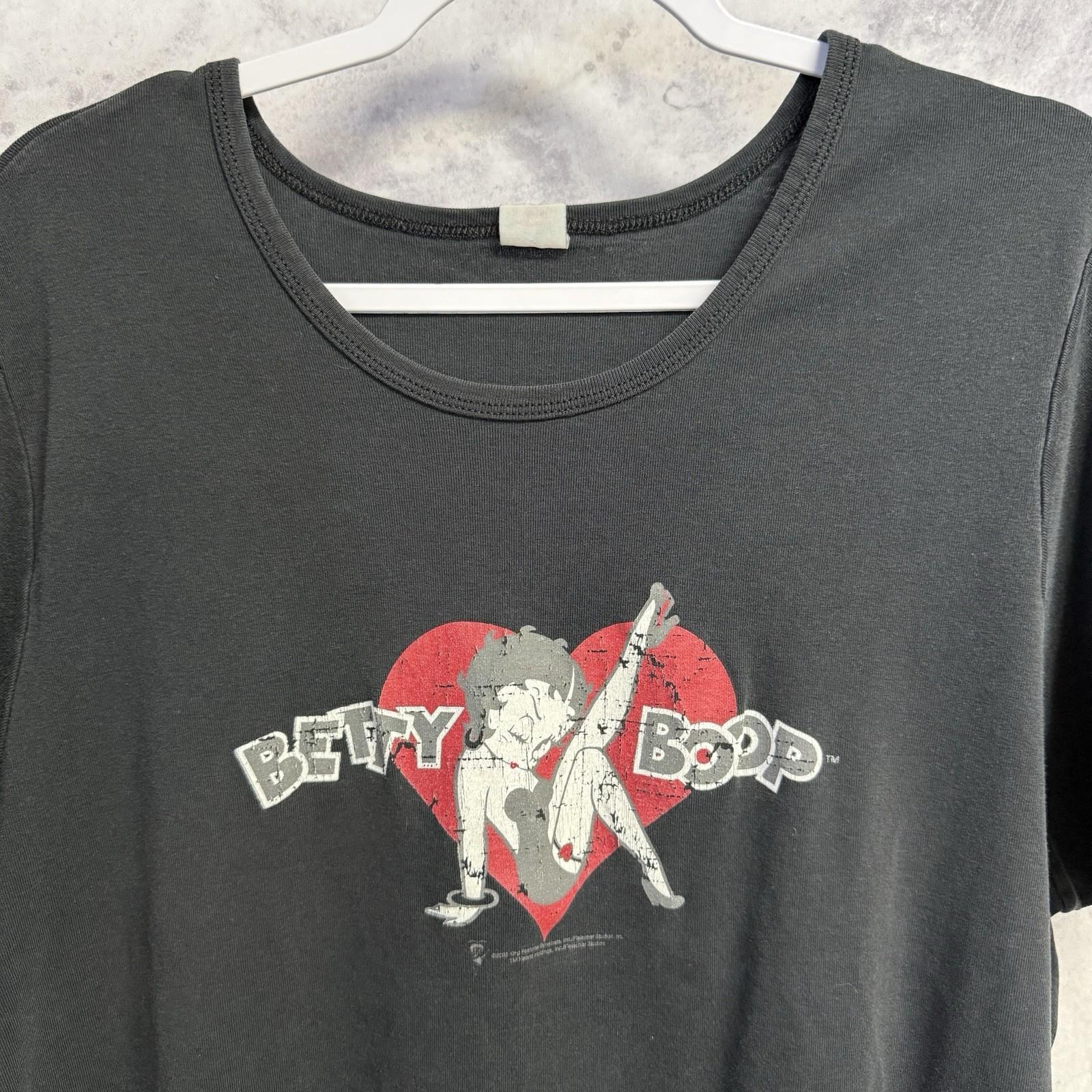 Vintage Y2K Betty Boop Graphic T Shirt Womens XL Black 2000s 2002 M