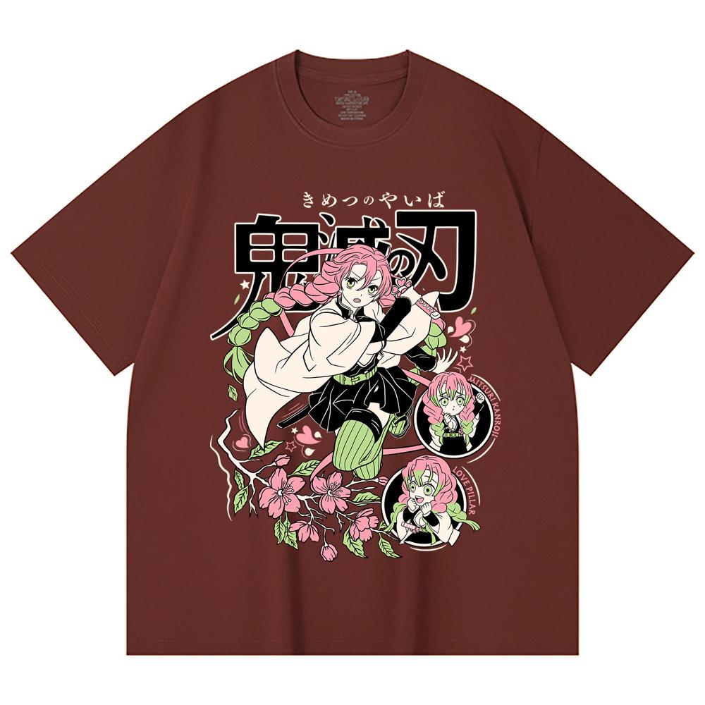 230 Gsm 100% Cotton Demon Slayer V6 Mitsuri Print Unisex Heavy Cotton T Shirt