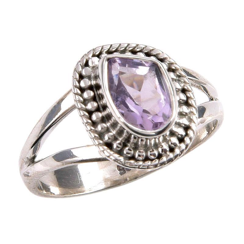 Natural Pink Amethyst Gemstone Handmade 925 Solid Silver Jewelry Ring S.7 G1e27