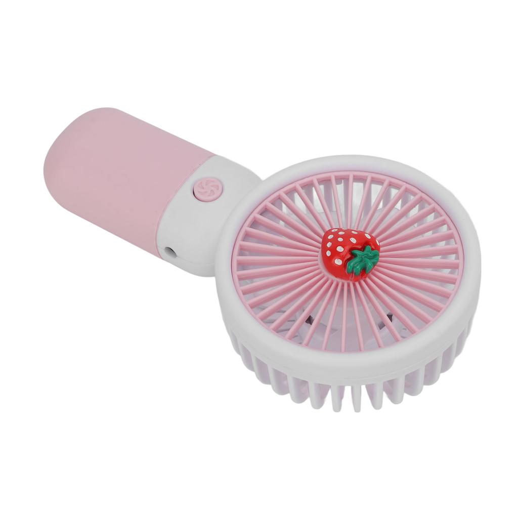 Handheld Fan Cartoon Strawberry Look USB Charging Portable Rechargeable Fan Portable with Lanyard fo