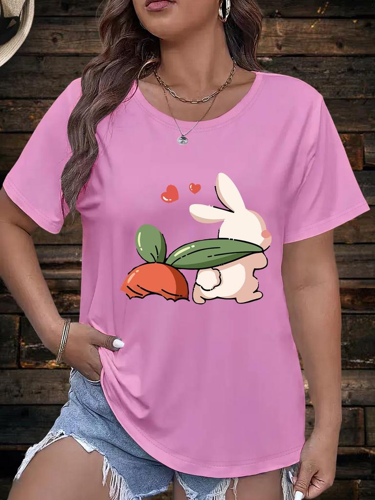 Fashionable Ladies round Neck Short Sleeve Pattern Print T-Shirt Stylish Casual Top for Women