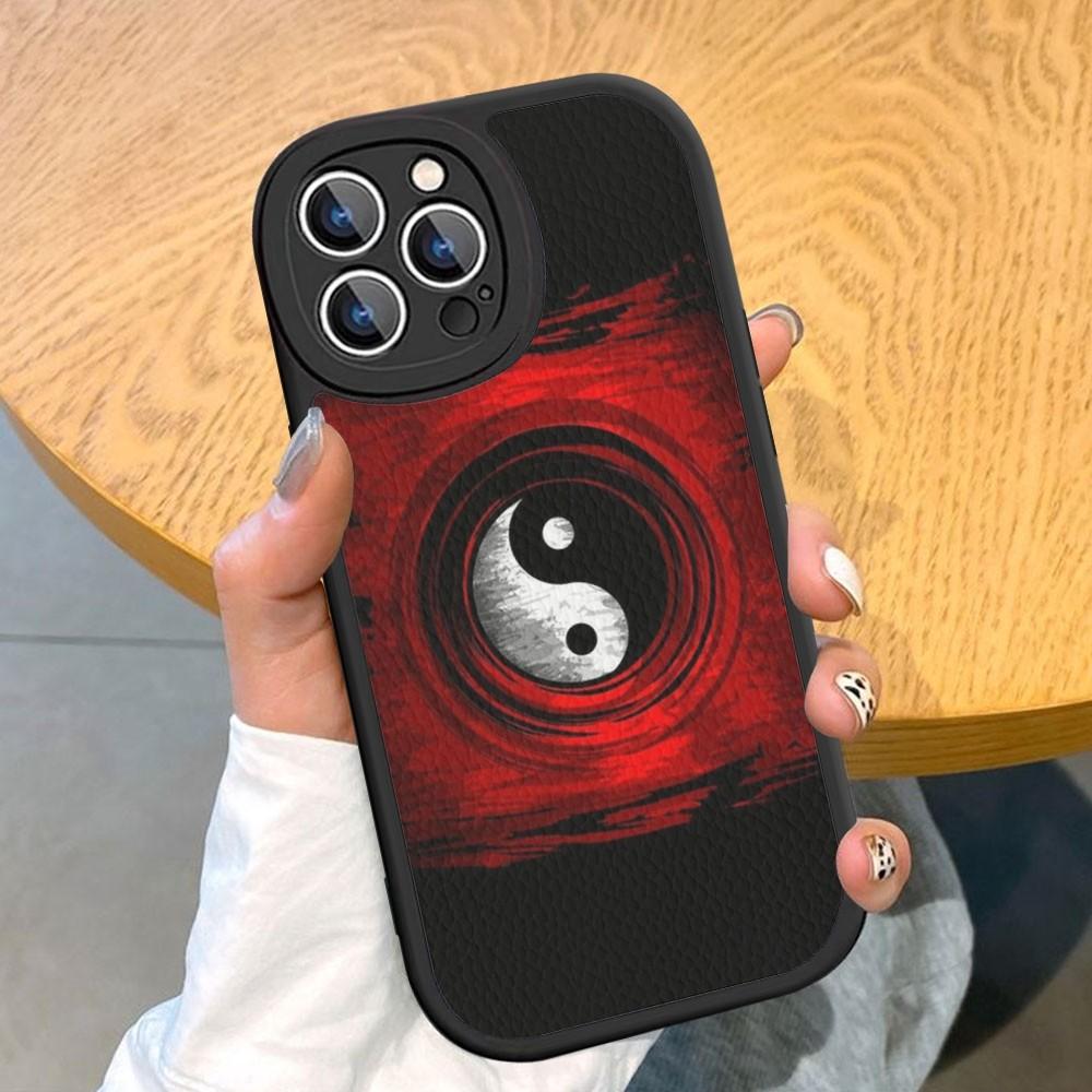 Naturalize Yin and Yang Chinese Tai Chi Pouzdro na telefon z tvrdé kůže pro iPhone 14 13 12 Mini 11 14 Pro Max Xs X Xr 7 8 Plus Fundas