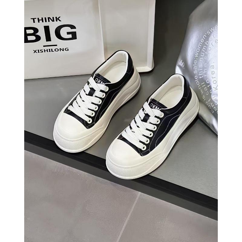 

thick-soled muffin little white shoes women s new leather versatile sports and leisure shoes comfortable soft-soled lightweight board shoes 39 чорний