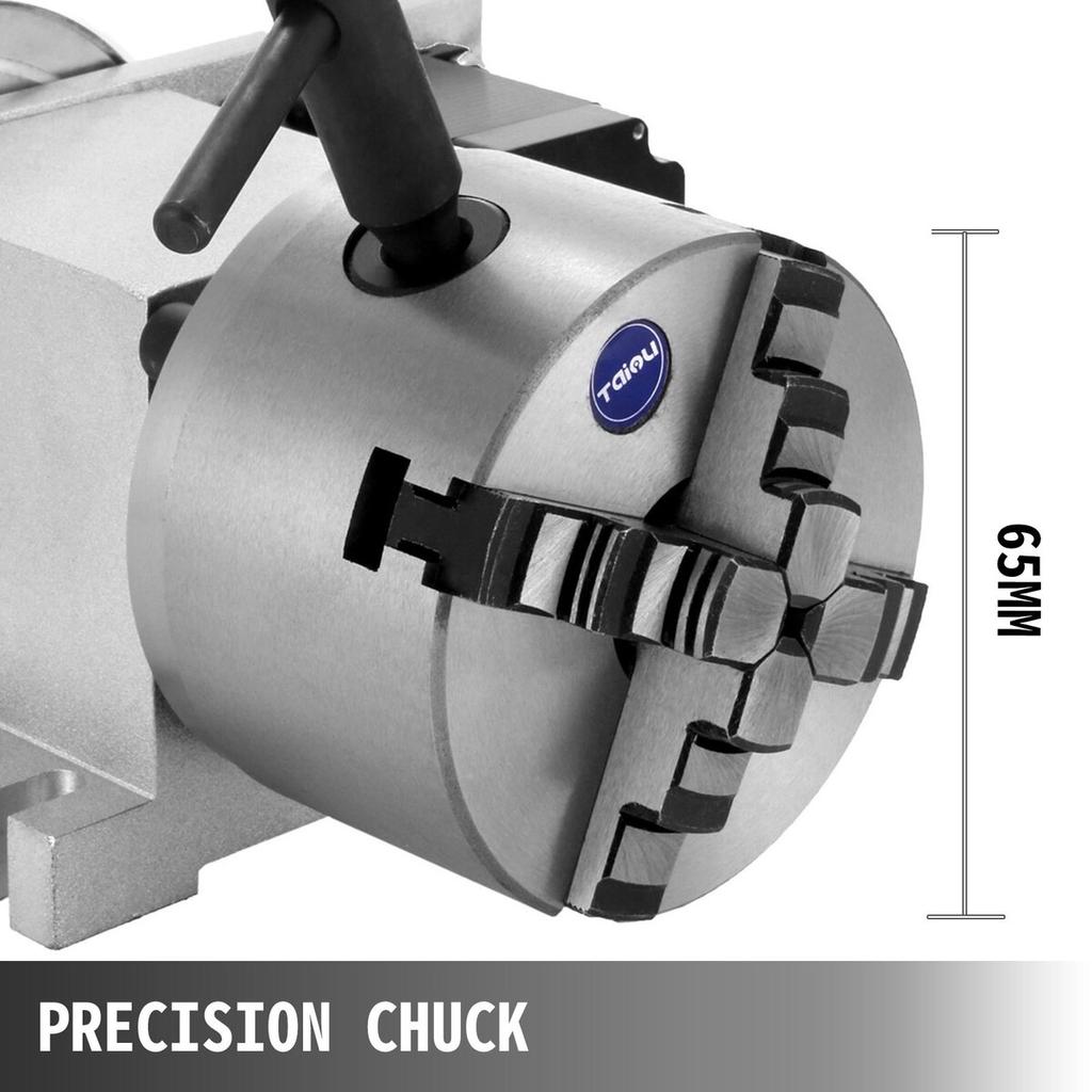 CNC Rotational Rotary Axis 4-Jaw Chuck 100mm Hollow Shaft 4th Axis Rotary Axis Tailstock CNC Router Engraver Machine