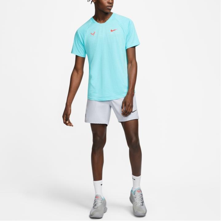 Nike Court Aeroreact Rafa Crew Neck Pullover Sports Casual Short Sleeve Tennis Shirt Men Tops Polar-Blue Laser-Red CI9153-445