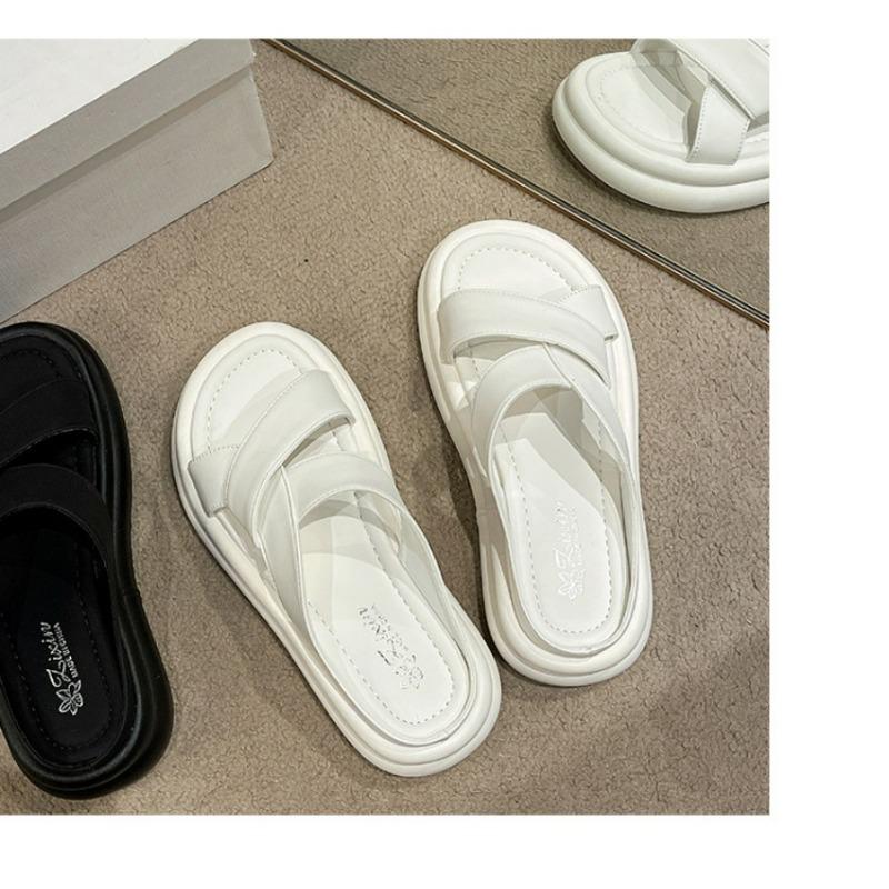 Летние новые римские тапочки с мягкой подошвой Muffin, женские тапочки с открытым носком, для отдыха, спорта, на толстой подошве, пляжные тапочки