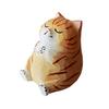 Hand-Carved Wood Ornaments Fishing Cat Sculpture Miniature Solid Wood Desktop Decor Eco-Friendly Painted Cat Figurine for Home Office Gift