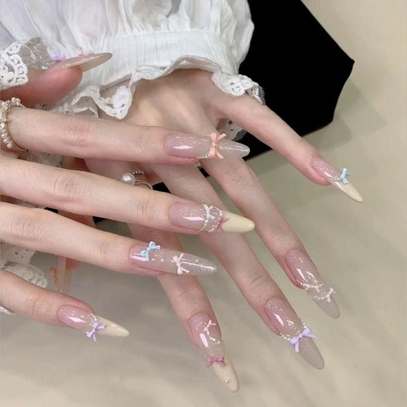 50Pcs Colorful Bow Nail Art Parts Charms Bulk Shiny Mini Resin Ribbon Nail Rhinestones Diy Summer Nail Art Decor Accessories